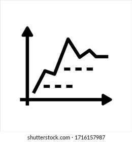Icono vectorial de gráfico de líneas de negociación en fondo blanco