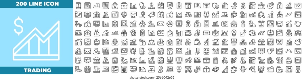 Trading Line Editable Icons set. Vector illustration in modern thin line style of trading icons: Investment, finance, table, bear, bull, stock exchange, profits, trading, growth, etc