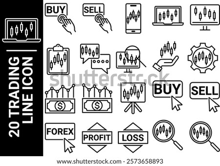 trading line icon, balck and white
