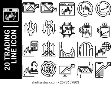 trading line icon, black and white