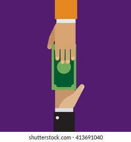 Trading, loaning money, corruption in flat style
