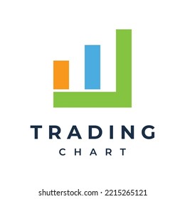Handelslogo-Design, durch Anzeige von Stocksteigerkarten. Logo für Online-Einkauf und Verkauf, Business, Finanzen, Unternehmen.