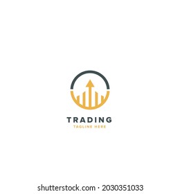 trading logo, finance and business logo, with arrow logo design template