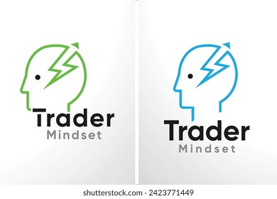 Trading logo, Financial studies illustration logo design, Human head logo, man head with arrow. 