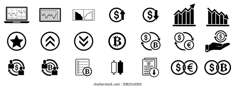 trading market icon set, trading market vector set sign symbol
