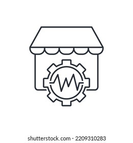mecanismo de negociación. Análisis de ventas. Icono lineal vectorial aislado en fondo blanco.