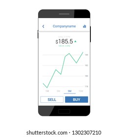 Trading mobile interface for stock exchange. Flat design. Vector illustration