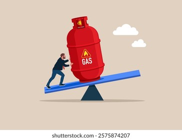 Trading natural gas. Gas price balance. High natural gas price crisis. Modern flat vector illustration.