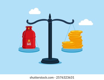 Trading natural gas. Gas price balance. High natural gas price crisis. Modern vector illustration in flat style