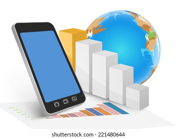 Trading on mobile phone,Technology background