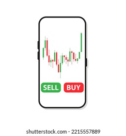 Trading on the phone sing. Vector Illustration