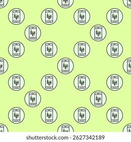 Trading on Phone vector Candlestick Chart on Screen concept round colored seamless pattern