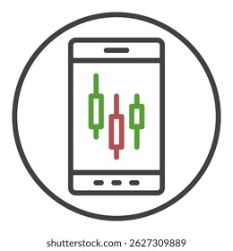 Negociação no Smartphone vetor conceito redondo ícone ou símbolo em estilo de contorno
