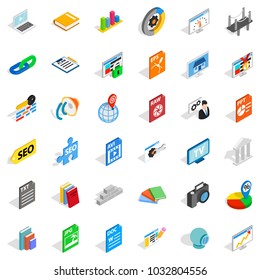 Trading organization icons set. Isometric set of 36 trading organization vector icons for web isolated on white background