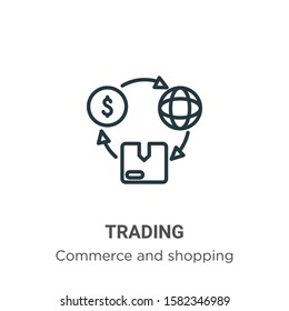 Trading outline vector icon. Thin line black trading icon, flat vector simple element illustration from editable commerce and shopping concept isolated on white background