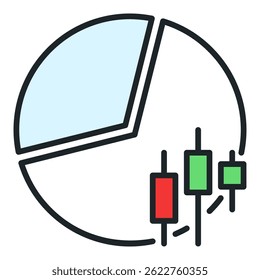 Trading Pie Chart vector financial statistics concept colored icon or sign