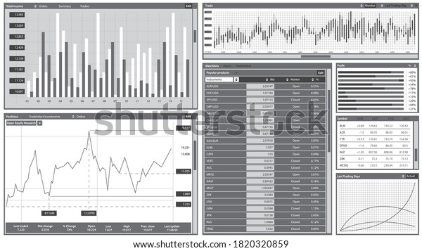 Trading Platform Screen Set Charts Forex Stock Vector (Royalty Free ...