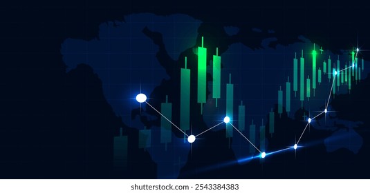 Plano de fundo verde do gráfico de lucro de negociação. Adequado para criptografia, forex, ouro, mercado de ações e investimento. Vetor comercial