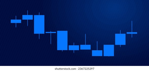 Handel mit Stock Chart-Blue-Technologie-Hintergrund-Vorlage. Handelstabelle für Devisen, Kryptowährung, Börse und binäre Option mit Kerzen und Indikatoren. Exchange Buy Sale auf dem Finanzmarkt.
