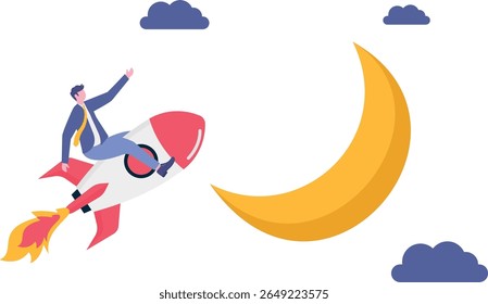Trading stock or crypto price rising high to the moon, crypto currency value soaring sky rocket,

