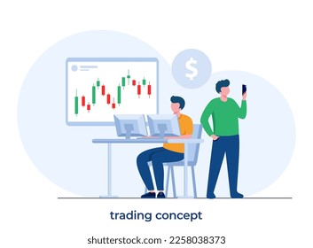 Trading stock and forex candlestick concept, economy, financial, flat vector illustration for banner premium vector template