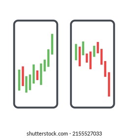 Trading Stocks, Stock Phone, Stock App, Stock Exchange, Trading, Smart Phone Stock Trading, Financial Exchange, Vector Illustration Background	