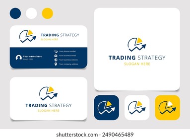 Trading strategy logo concept featuring a growing arrow chart