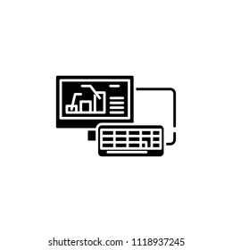 Trading work black icon concept. Trading work flat  vector symbol, sign, illustration.