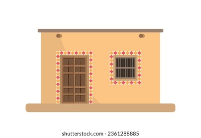 Traditionelles Schornsteinhaus in Wüstengebieten, flache Vektorgrafik