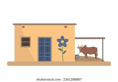 Tradional Mud house of desert areas flat vector illustration