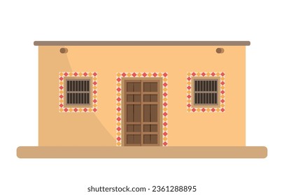 Traditionelles Schornsteinhaus in Wüstengebieten, flache Vektorgrafik