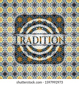 Tradition arabic style emblem. Arabesque decoration.