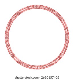 Tradition asian pattern on round frame. Chinese Circle Pattern. Circle frame. Decorative round frame for design with floral Chinese ornament and meander. For textiles, engraving, embroidery, porcelain