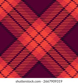 Tradition background plaid textile, december texture fabric pattern. Classy vector tartan seamless check in red and pink colors palette.