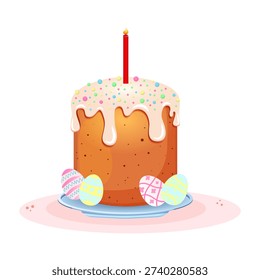 Tradition Easter cake. Kulich. Banner, poster, greeting card. 