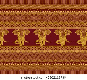 Traditionelles Elefantenmuster ist in Nordostathailand sehr beliebt. Kunst für nahtlose ethnische Wiederholung Batik Teppich Druck und Textil-Fliesen. 