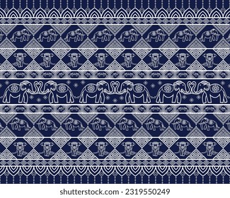 Tradition elephant pattern is very popular style and design. Art for fabric seamless ethnic repeat batik carpet print and textile tile. 