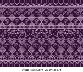 Tradition elephant pattern is very popular style and design. Art for fabric seamless ethnic repeat batik carpet print and textile tile. 
