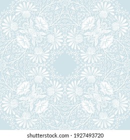 Tradition floral seamless pattern, damask vintage ornament. Royal victorian flourish wallpapper, luxury textile. Embroidery emitation. Vector illustration.