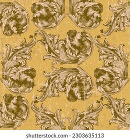 Patrón floral sin costuras, adorno vintage adamascado. Papel de pared floreciente victoriano real, textiles de lujo. Patrón de estilo Damasco para papeles pintados, textiles, embalaje, diseño de productos de lujo
