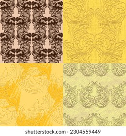 Tradition floral seamless pattern, damask vintage ornament. Royal victorian flourish wallpaper, luxury textile. Damascus style pattern for wallpapers, textile, packaging, design of luxury products