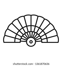 Tradition hand fan icon. Outline tradition hand fan vector icon for web design isolated on white background