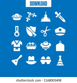 tradition icon. 16 tradition vector set. hat, medal with a star, egg and swords icons for web and design about tradition theme