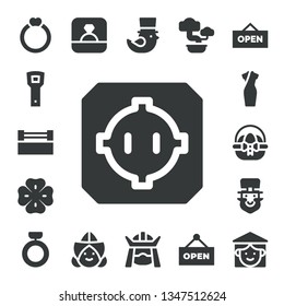 tradition icon set. 17 filled tradition icons.  Simple modern icons about  - Ring, Opener, Dohyo, Clover, Cheongsam, Easter egg, Leprechaun, Dutch, Saint Patrick, Samurai, Bonsai