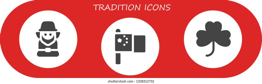 tradition icon set. 3 filled tradition icons.  Simple modern icons about  - Leprechaun, China, Clover