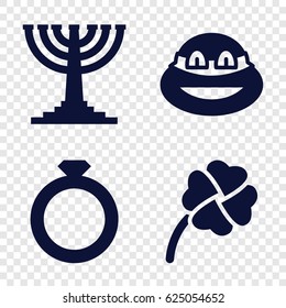 Tradition icons set. set of 4 tradition filled icons such as ninja, clover, menorah