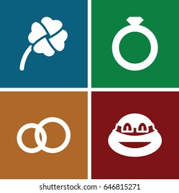 Tradition icons set. set of 4 tradition filled icons such as ninja, clover, engagement ring