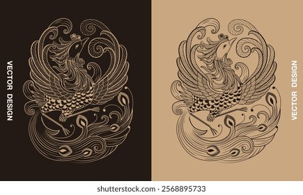 tradition korea china asia ancient element decoration detail pearl craft pattern beautiful premium royal blue crane pine phoenix deer mountain water turtle Pegasus emperor empress
