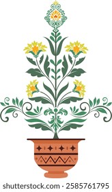 Tradition Mughal flower motif, vintage style. Element design for textile vector illustration.