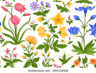 Tradition mughal motif, fantasy flowers in retro, vintage style. Seamless pattern, background. Vector illustration isolated on white background.